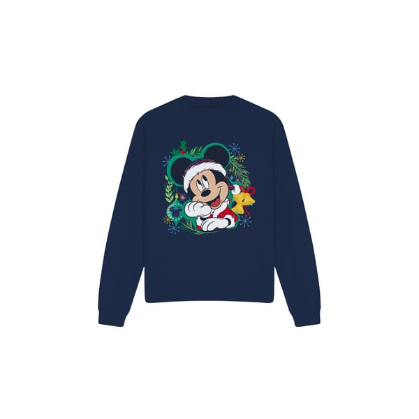 Disney Unisex Adult Mickey Mouse Wreath Christmas Sweatshirt