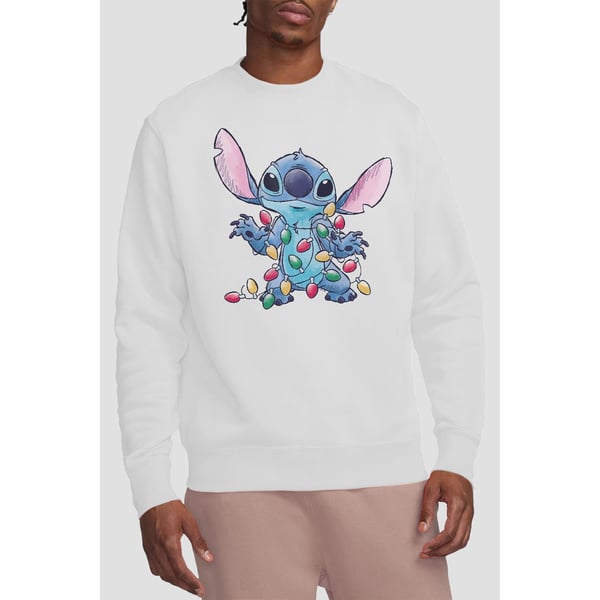 Lilo & Stitch Unisex Adult Christmas Lights Sketch Sweatshirt