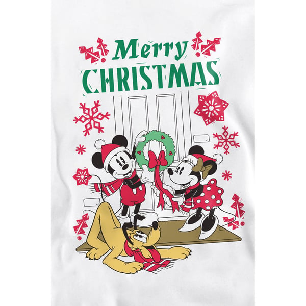 Disney Unisex Adult Mickey & Minnie Mouse Wreath Christmas Sweatshirt