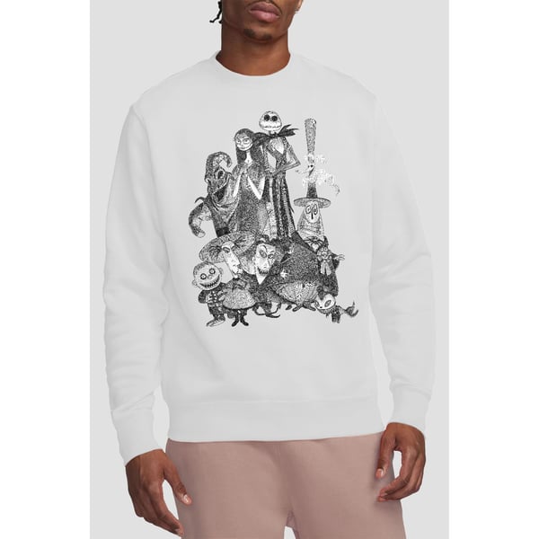 The Nightmare Before Christmas Unisex Adult Jack Sally Monster Drawing Sweatshirt