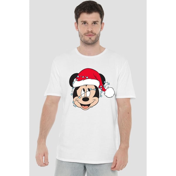 Disney Mens Mickey Mouse Christmas Lights Wrap T-Shirt