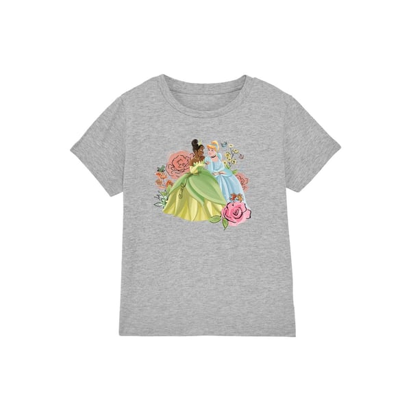 Disney Princess Childrens/Kids In The Garden Tiana And Cinderella T-Shirt Disney Princess Childrens/Kids In The Garden Tiana And Cinderella T-Shirt