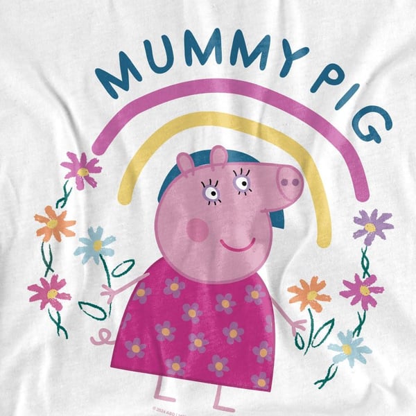 Peppa Pig Miesten Äiti Porsas Kukkainen Sateenkaari T-paita