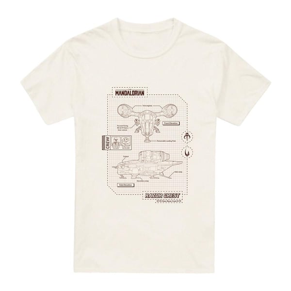 Star Wars: The Mandalorian Mens Razor Crest Blueprint T-Shirt