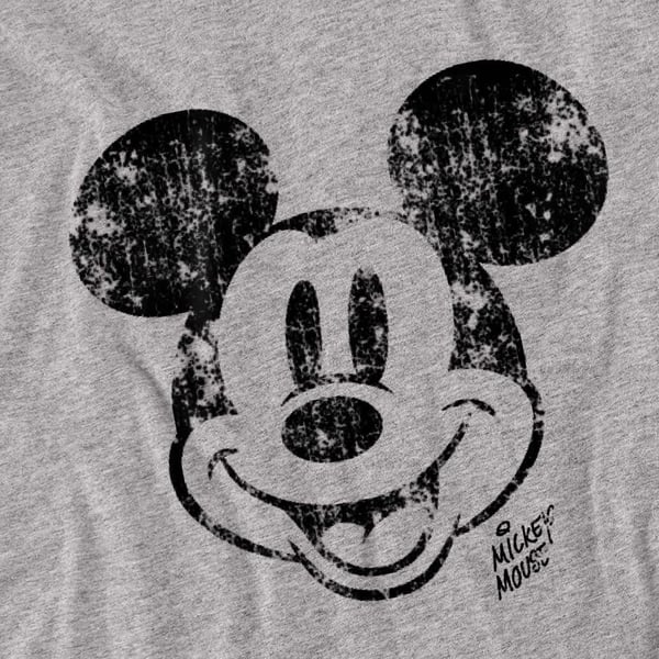 Disney Mens Mickey Mouse Distressed Face T-Shirt