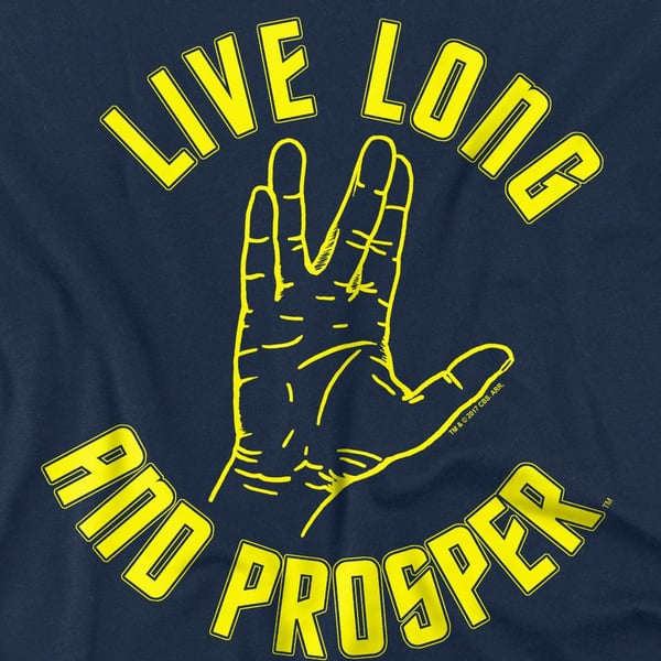 Star Trek Mens Live Long Hand T-Shirt
