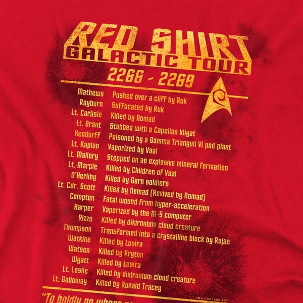 Star Trek Miesten Punainen Paita Tour T-paita