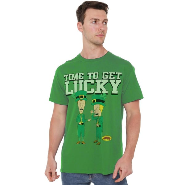 Beavis & Butthead Mens Getting Lucky St Patricks Day T-Shirt