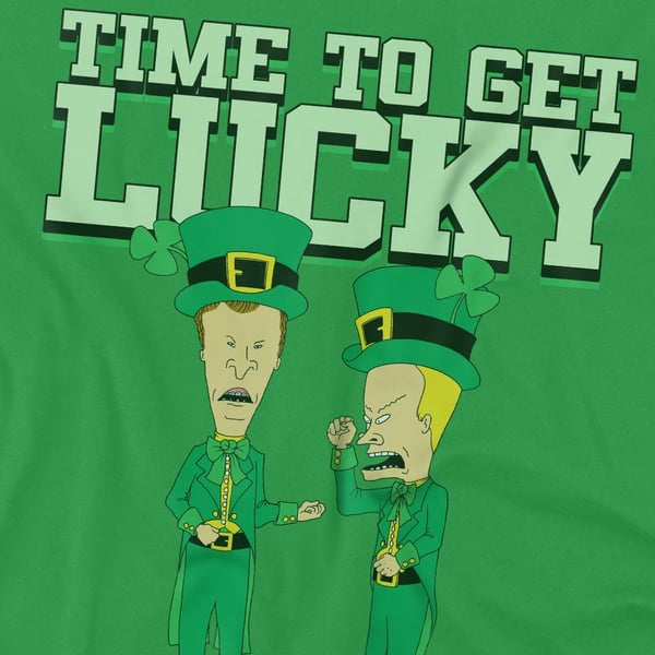 Beavis & Butthead Mens Getting Lucky St Patricks Day T-Shirt