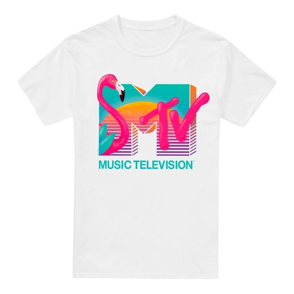 MTV Mens Vibrant Flamingo Sunset T-Shirt