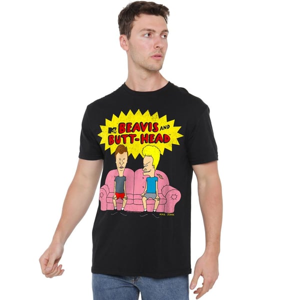 Beavis & Butthead Herr T-shirt med OG-logga på soffan
