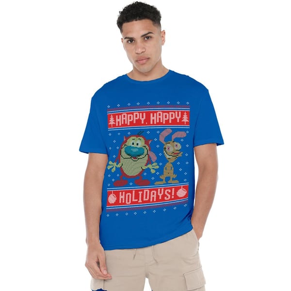 Ren & Stimpy Miesten Hyvää, Hyvää Joulua Joulupusero T-paita