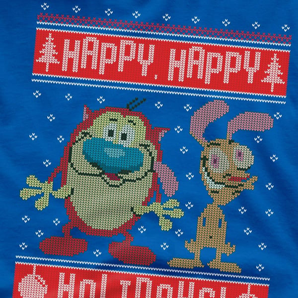 Ren & Stimpy Miesten Hyvää, Hyvää Joulua Joulupusero T-paita