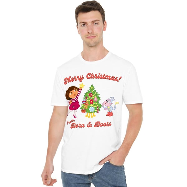 Dora the Explorer miesten Happy Holidays Dora & Boots T-paita