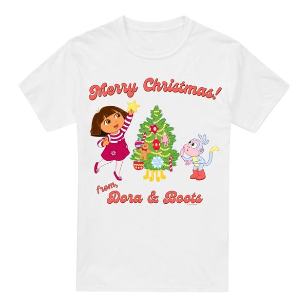 Dora the Explorer miesten Happy Holidays Dora & Boots T-paita Dora the Explorer miesten Happy Holidays Dora & Boots T-paita