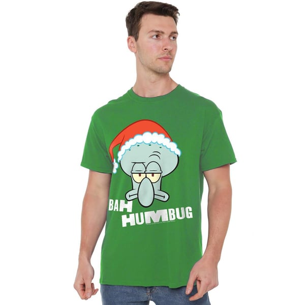 SpongeBob SquarePants Mens Bah Humbug Squidward Christmas T-Shirt