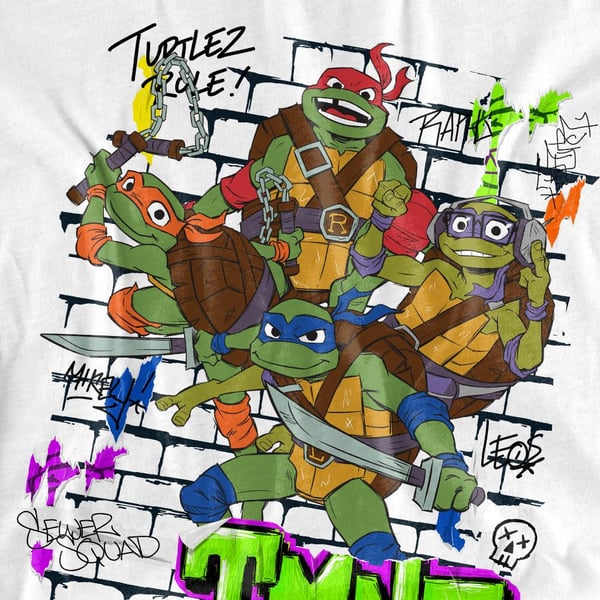 Tales of the Teenage Mutant Ninja Turtles Mens Brick Wall Poster T-Shirt