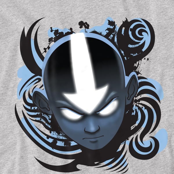 Avatar: The Last Airbender Mens Blue and Black Kanji T-Shirt