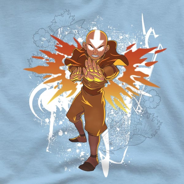 Avatar: The Last Airbender Mens Aang Flower & Fish T-Shirt