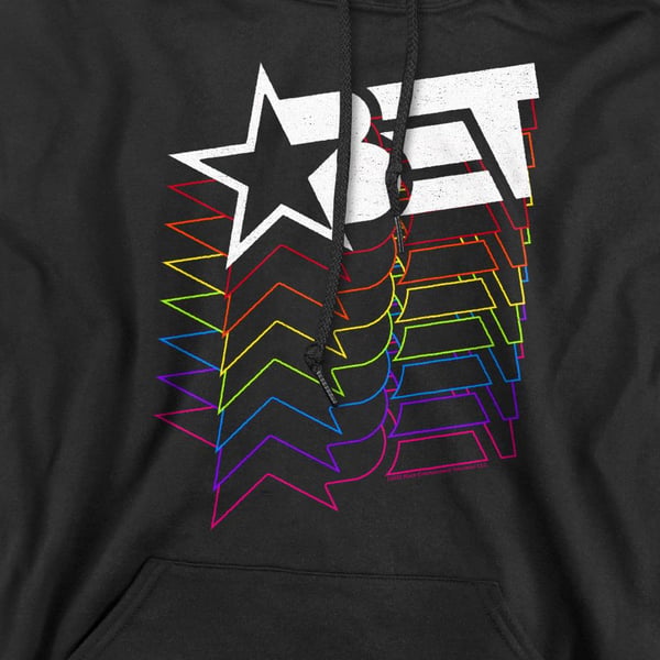 BET Mens Cascading Rainbow Logo Hoodie