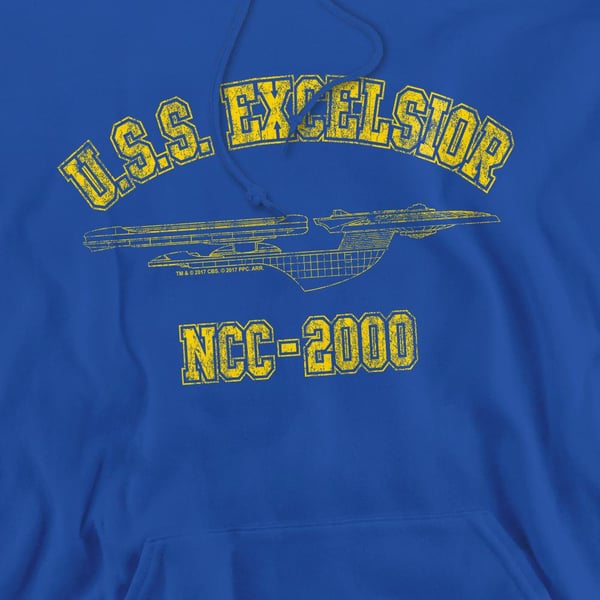 Star Trek Mens Excelsior Athletic Hoodie