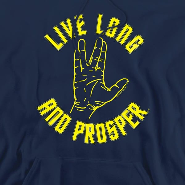 Star Trek Mens Live Long Hand Hoodie