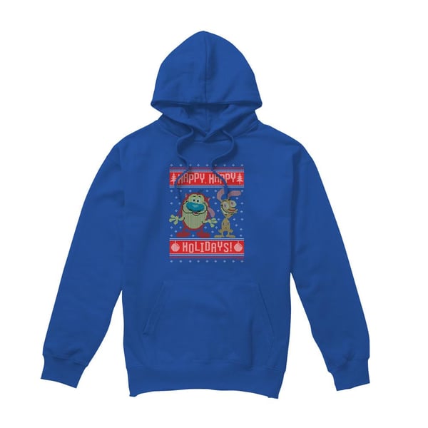 Ren & Stimpy Mens Happy, Happy Holidays Christmas Jumper Hoodie Ren & Stimpy Mens Happy, Happy Holidays Christmas Jumper Hoodie