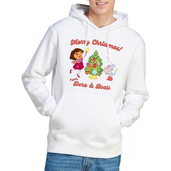Dora The Explorer Mens Happy Holidays Dora & Boots Hoodie