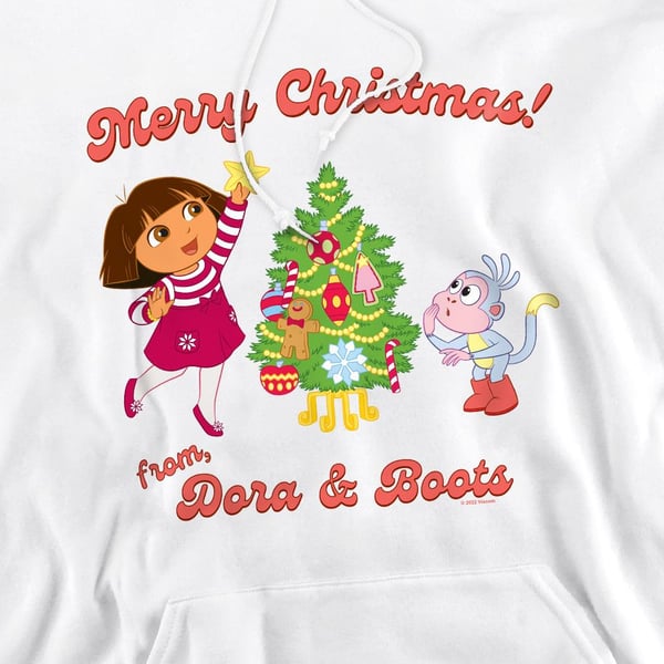 Dora The Explorer Mens Happy Holidays Dora & Boots Hoodie