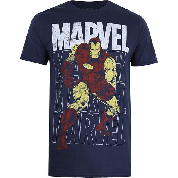 Marvel Comics Mens Iron Man Repeat Logo T-Shirt Marvel Comics Mens Iron Man Repeat Logo T-Shirt