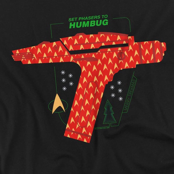Star Trek: The Original Series Unisex Adult Phaser Set To Humbug Christmas T-Shirt