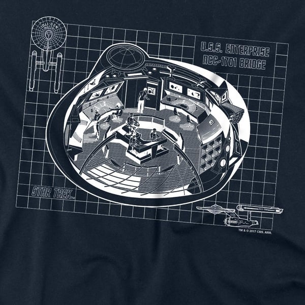 Star Trek Unisex Adult Bridge Print T-Shirt