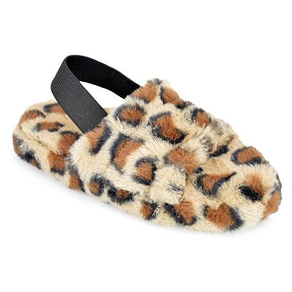 Slumberzzz Børne/børn Leopard quiltede hjemmesko med quiltet rygstrop Slumberzzz Børne/børn Leopard quiltede hjemmesko med quiltet rygstrop