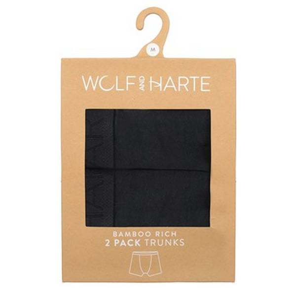 Wolf & Harte Mens Bamboo Rich Boxer Shorts (Pack Of 2)