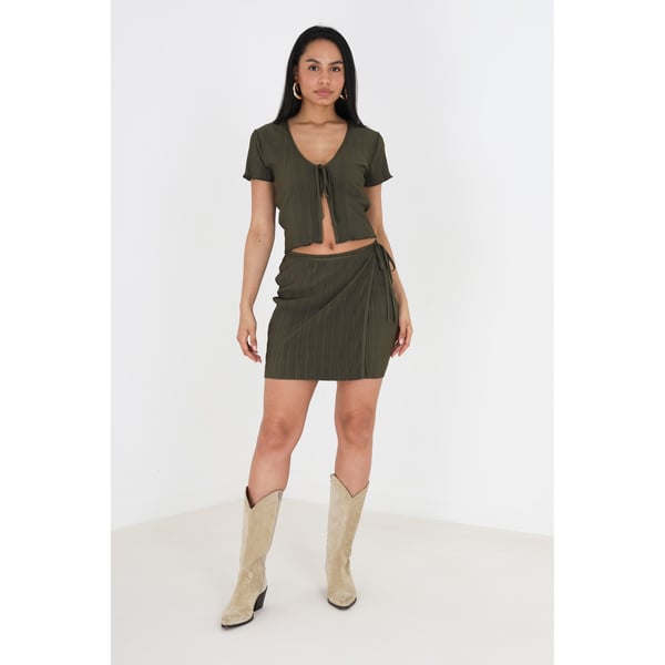Brave Soul Womens/Ladies Marilyn Plisse Tie Front Top