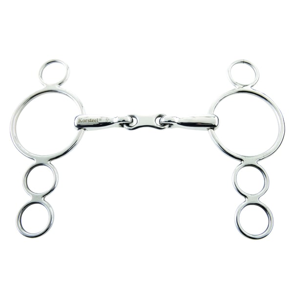 Korsteel Stainless Steel French Link 3 Ring Dutch Gag Horse Bit