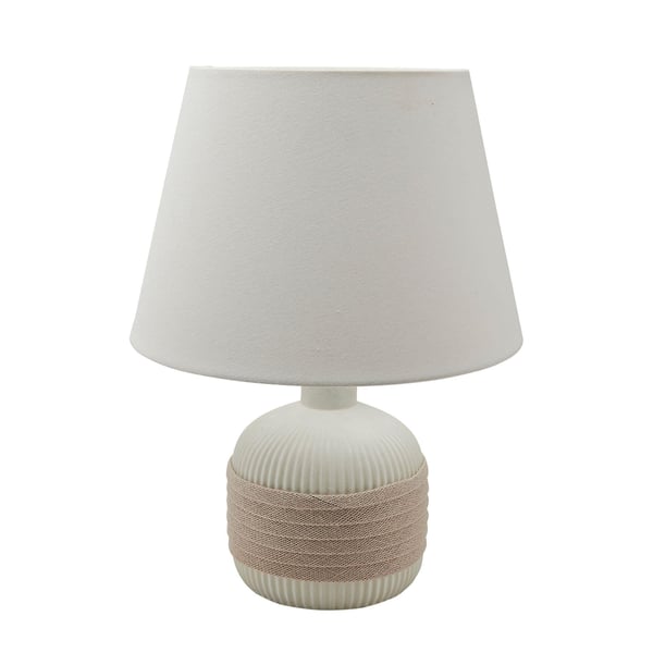Hestia Round Burlap Cream Ceramic Table Lamp Hestia Round Burlap Cream Ceramic Table Lamp