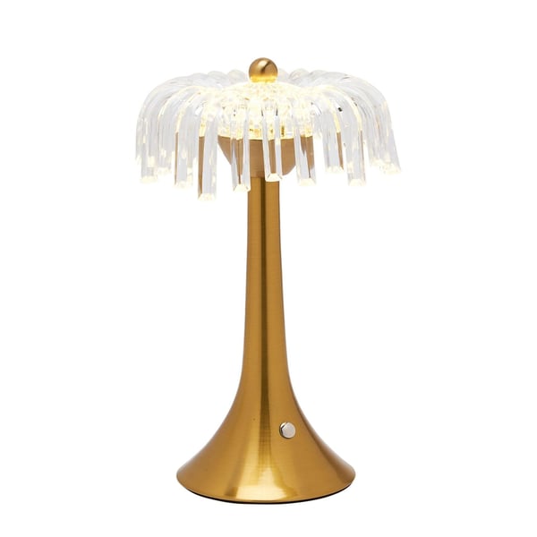 Hestia Crystal USB LED Touch Bordslampa med Bronsfot och Kant