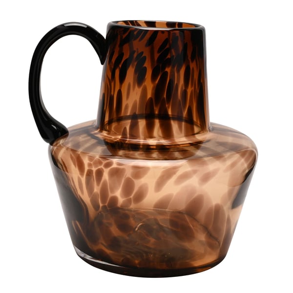 Hestia Glass Jug Style Vase With Handle - Mocha