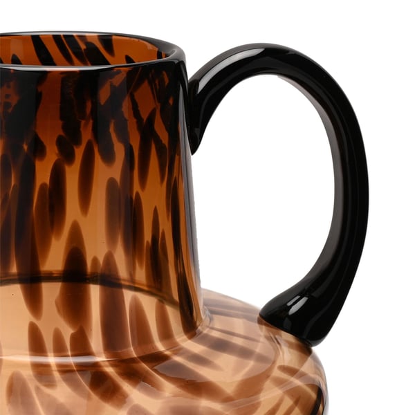 Hestia Glass Jug Style Vase With Handle - Mocha