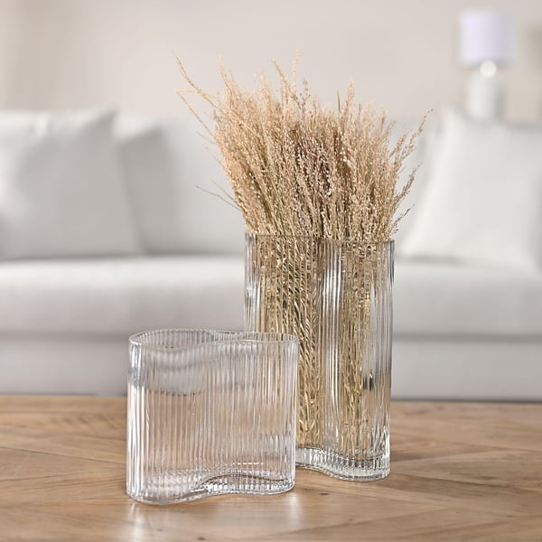 Hestia Klar Räfflad Glasvas - Stor