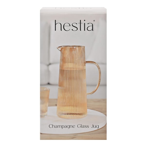 Hestia Ribbed Glass Jug - Champagne
