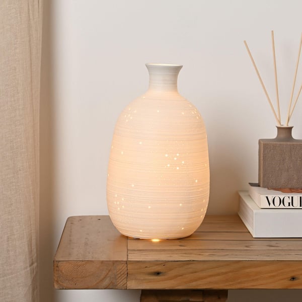 Hestia White Tall Textured Table Lamp