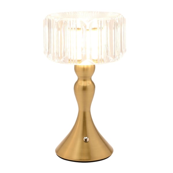 Hestia Crystal Effect USB Touch Table Lamp with Curved Bronze Base