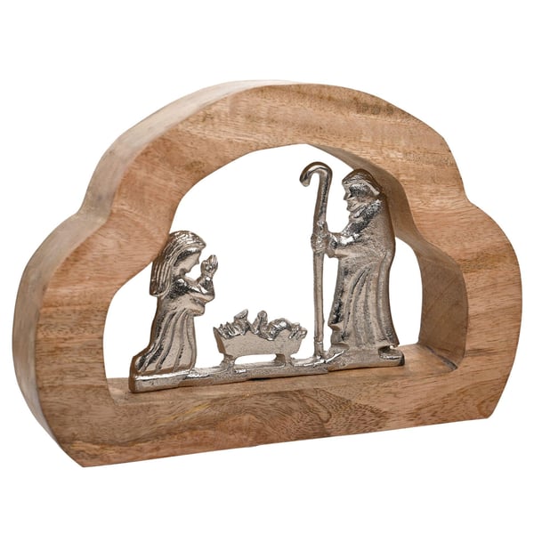Nativity Scene Wood & Metal Decoration