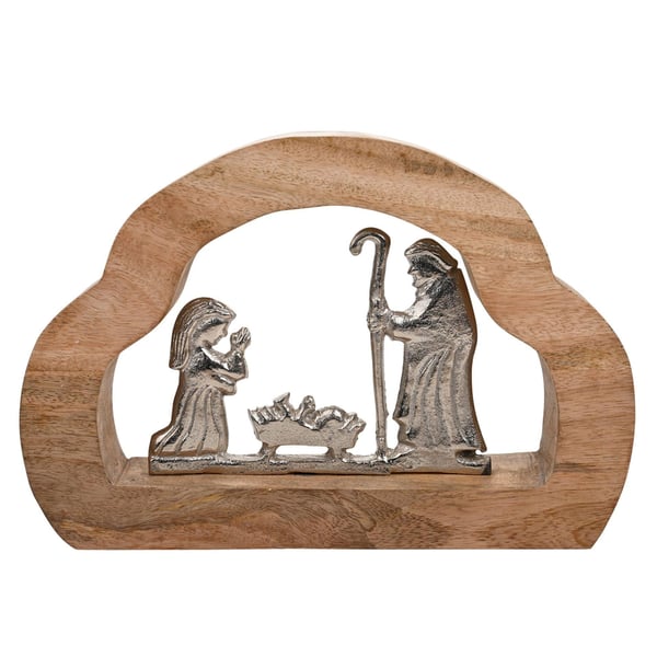 Nativity Scene Wood & Metal Decoration