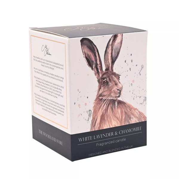 Meg Hawkins 250g Doftljus Hare - Vit Lavendel & Kamomill