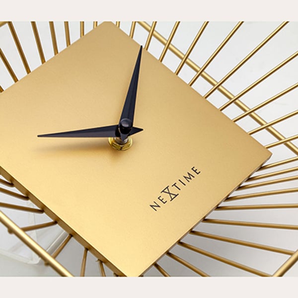 Nextime Vasco Metall Bords- eller Väggklocka Guld - 25cm x 25cm x 12cm