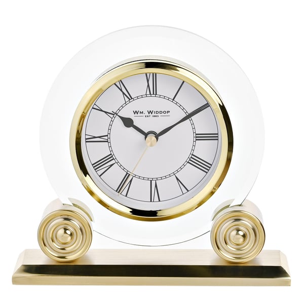 Wm. Widdop Glas & Guld Rund Mantelklocka Wm. Widdop Glas & Guld Rund Mantelklocka