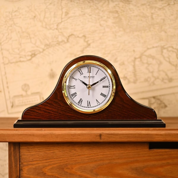 Wm.Widdop Napoleon Shaped Wooden Mantel Clock